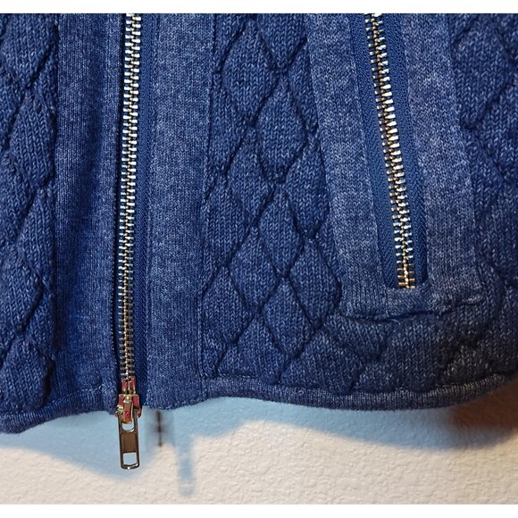 Tommy Hilfiger Sweater Jacket Womens Large Blue Quilted Moto Asym Zip Pockets - Picture 5 of 15